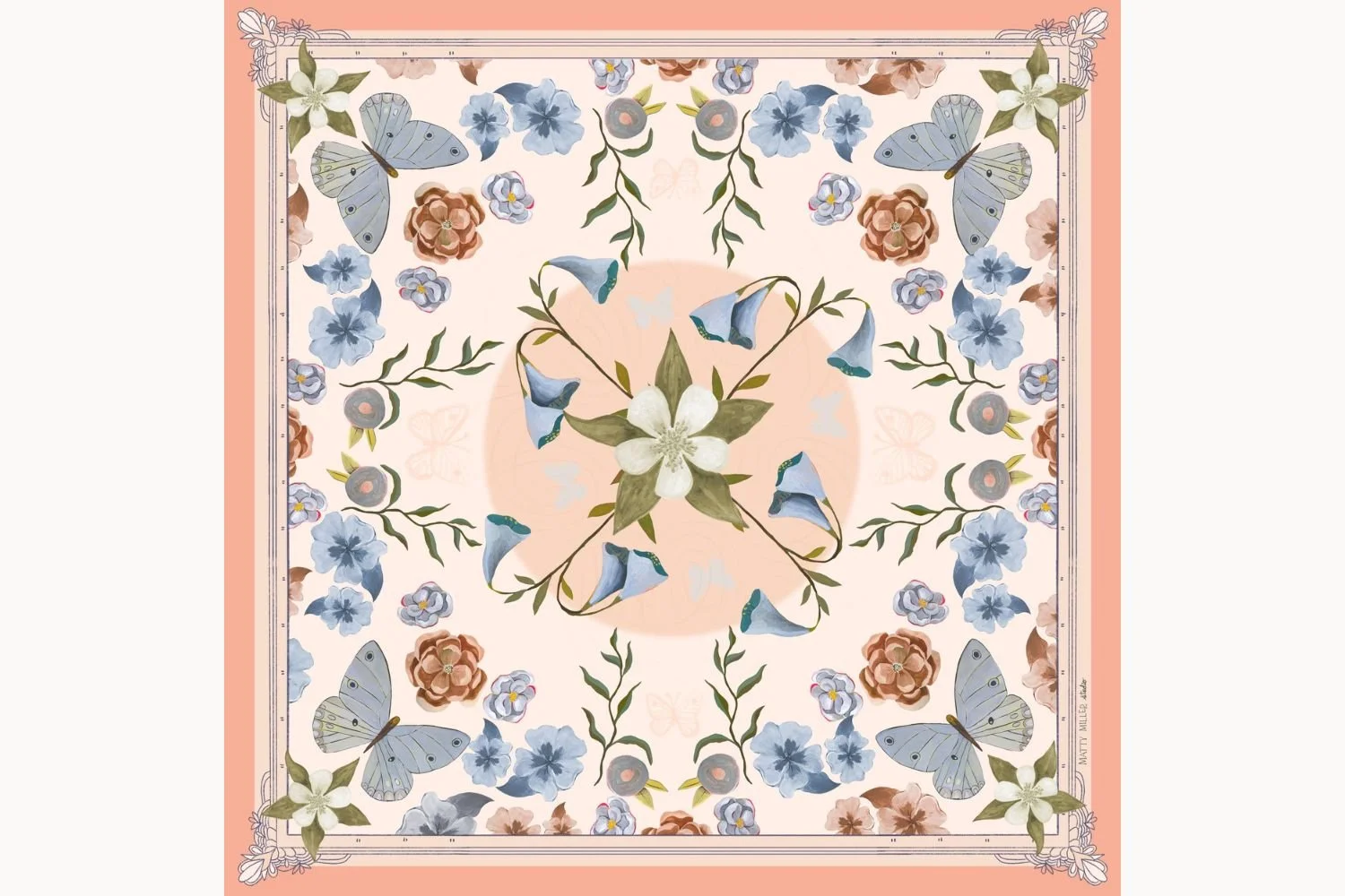Columbine Silk Scarf – Elegant Floral Accessory by Matty Miller